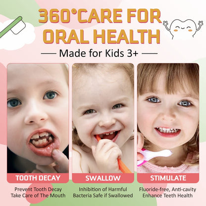 Foam Toothpaste Kids 2PCS – Strawberry Flavor, 60ml x 2, U-Shape & Electric Toothbrush Compatible