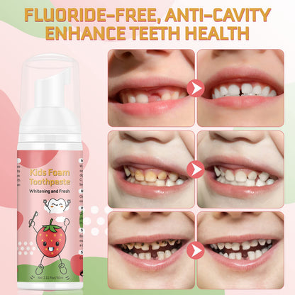 Foam Toothpaste for Kids — Fluoride-Free, Watermelon & Strawberry (Ages 3+) for U-Shaped & Electric Toothbrushes
