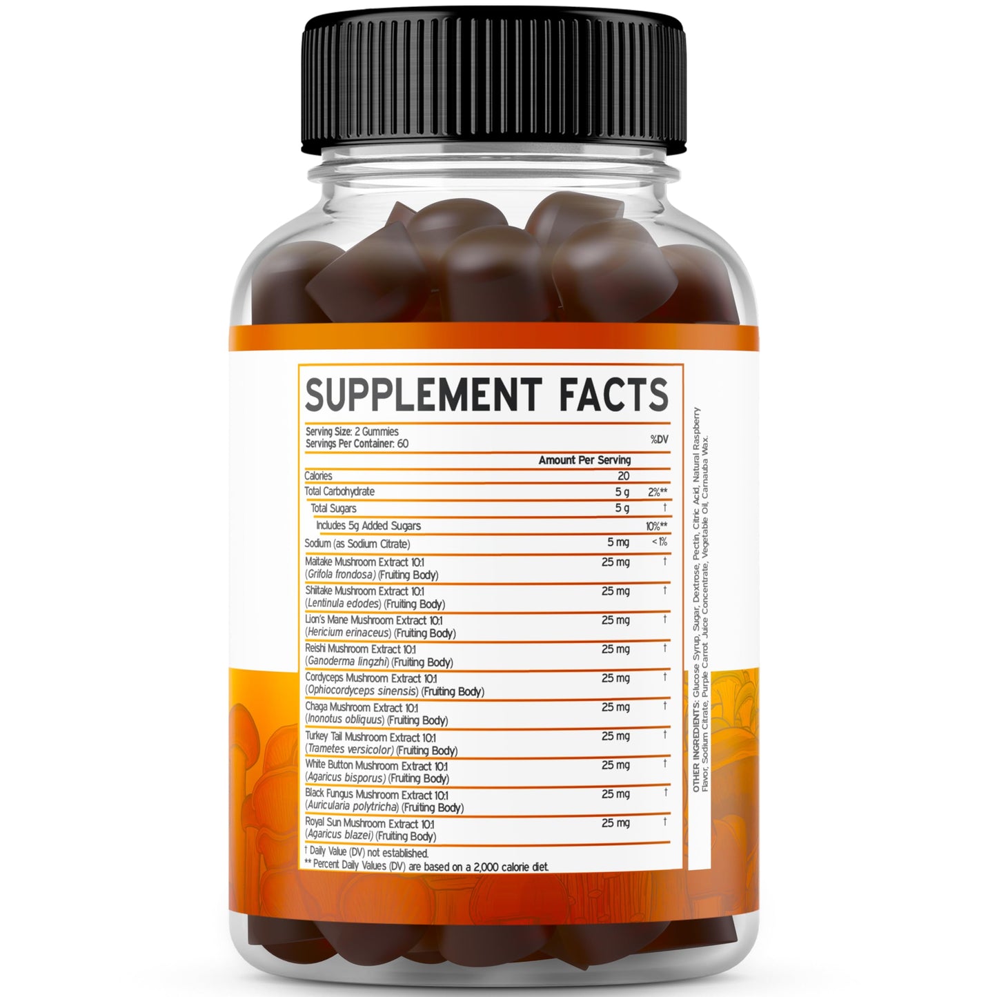 Mushroom Gummies 2500mg - 10-in-1 Focus & Brain Supplement | 120 Gummies (Pack of 2) | Vegan, USA Made
