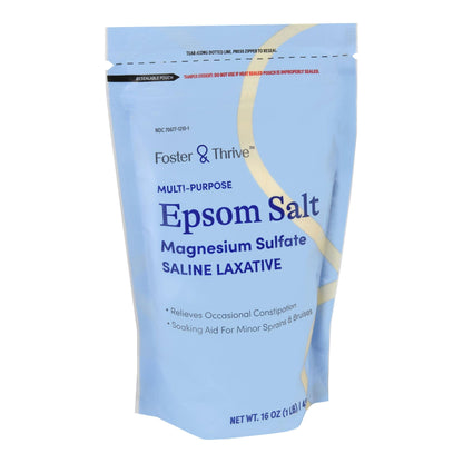 Foster & Thrive 1 lb Epsom Salt Pouch – Magnesium Sulfate USP | Multi-Purpose Bath & Laxative