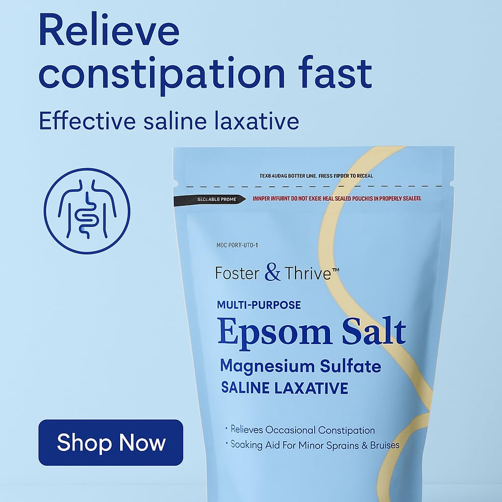Foster & Thrive 1 lb Epsom Salt Pouch – Magnesium Sulfate USP | Multi-Purpose Bath & Laxative