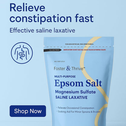 Foster & Thrive 1 lb Epsom Salt Pouch – Magnesium Sulfate USP | Multi-Purpose Bath & Laxative