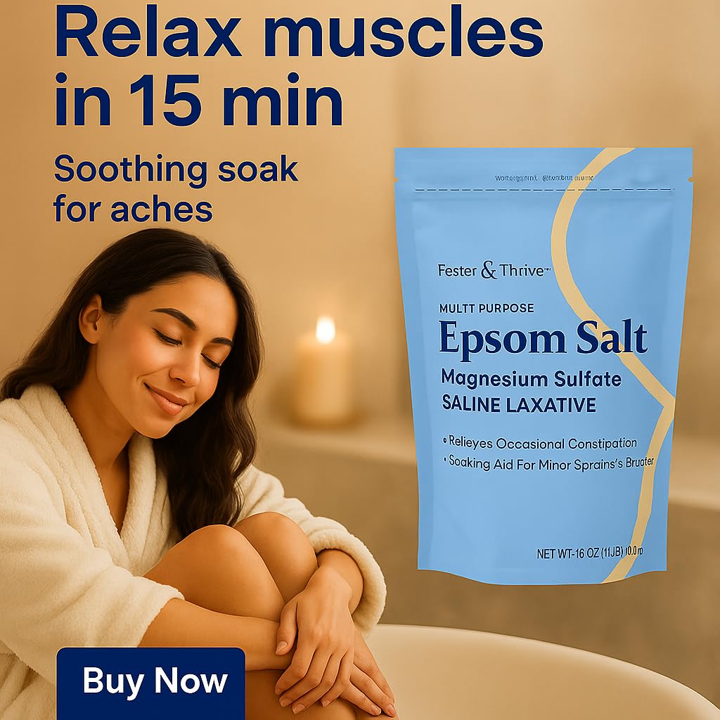 Foster & Thrive 1 lb Epsom Salt Pouch – Magnesium Sulfate USP | Multi-Purpose Bath & Laxative