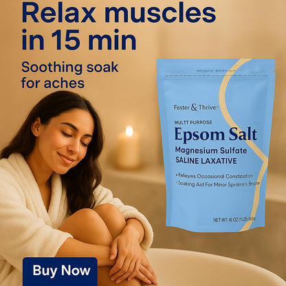 Foster & Thrive 1 lb Epsom Salt Pouch – Magnesium Sulfate USP | Multi-Purpose Bath & Laxative