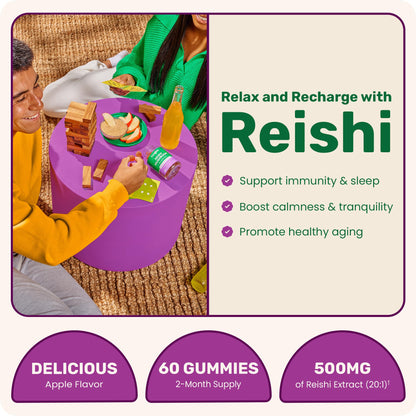 Fungies Reishi Mushroom Gummies Apple – 60 Servings | Immune Support & Relaxation