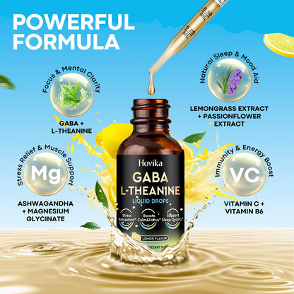 GABA L-Theanine Drops – Sleep, Calm Mood & Focus (Lemon, 2 oz)