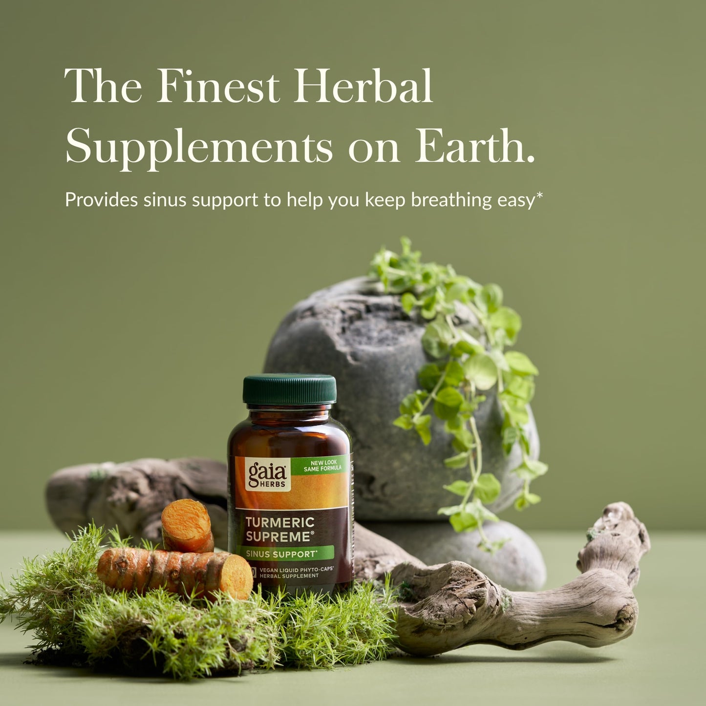 Gaia Herbs Turmeric Supreme Sinus Support - Sinus Relief & Healthy Response* | Curcumin + Black Pepper | 60 Vegan Liquid Phyto-Caps