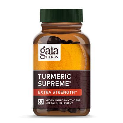 Gaia Herbs Turmeric Supreme Extra Strength – Supports Occasional Discomfort | Curcumin & Black Pepper | 60 Vegan Capsules