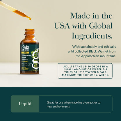 Gaia Herbs Wormwood Black Walnut Supreme 1 Fl Oz Liquid Extract | GI Support