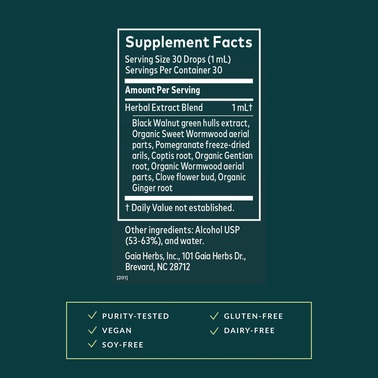 Gaia Herbs Wormwood Black Walnut Supreme 1 Fl Oz Liquid Extract | GI Support