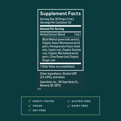 Gaia Herbs Wormwood Black Walnut Supreme 1 Fl Oz Liquid Extract | GI Support