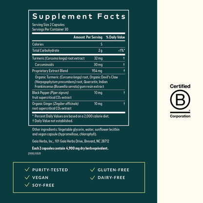 Gaia Herbs Turmeric Supreme Joint Health – Joint Support Supplement (60 Liquid Phyto-Capsules)