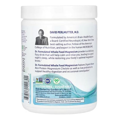 Garden of Life Whole Food Magnesium Powder Raspberry Lemon 421.5g | Vegan, Gluten & Sugar Free