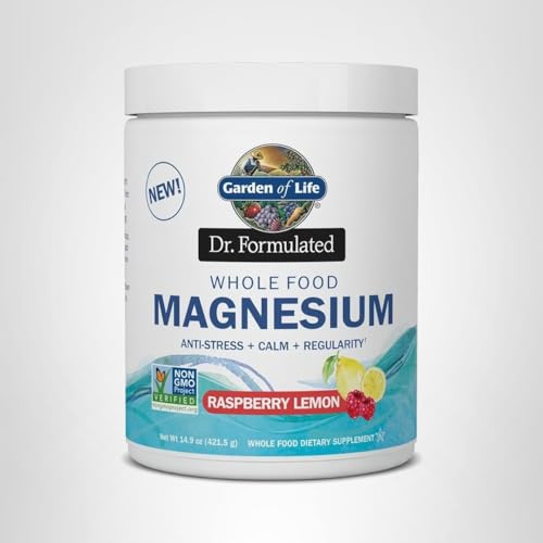 Garden of Life Whole Food Magnesium Powder Raspberry Lemon 421.5g | Vegan, Gluten & Sugar Free