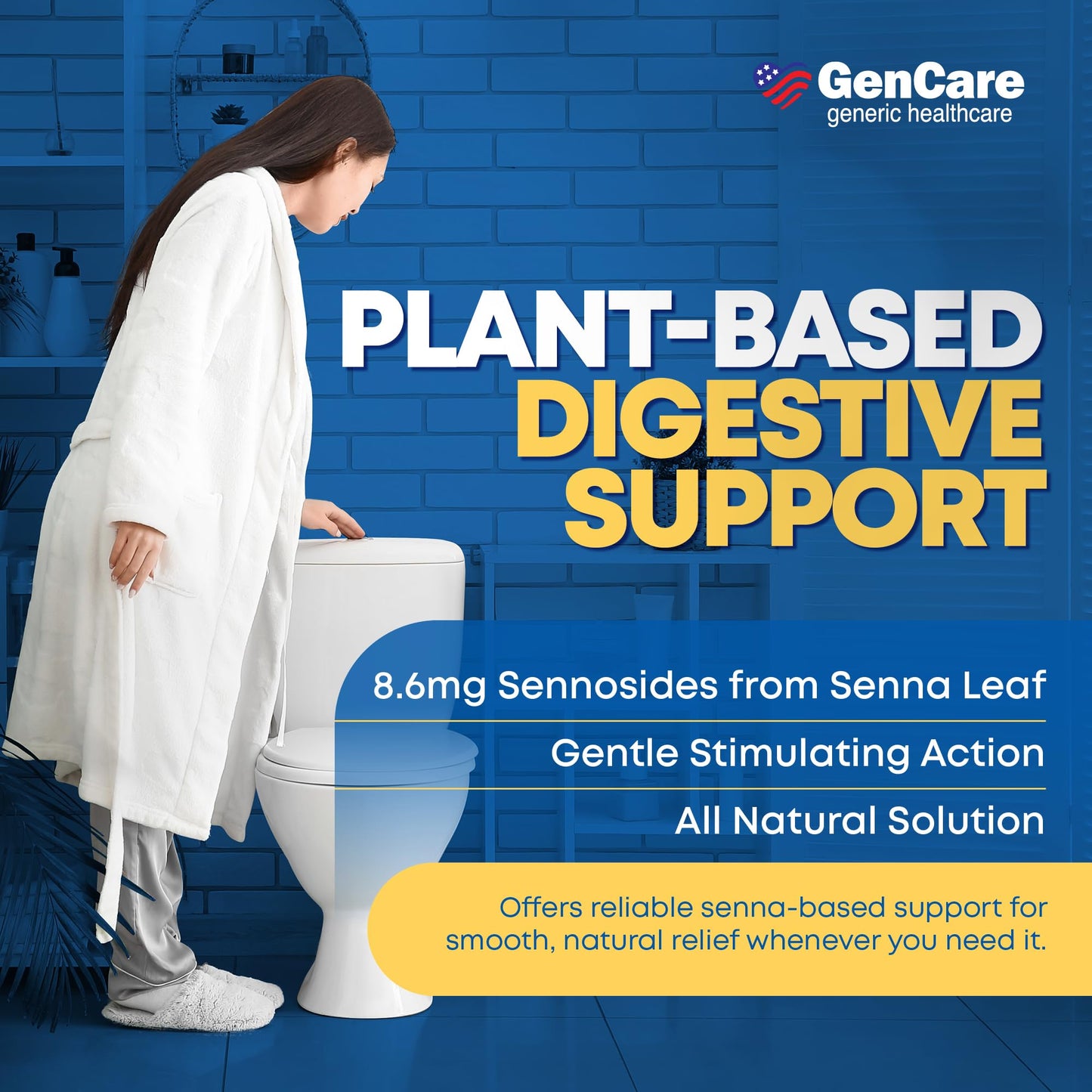 GenCare Senna Laxative 600-Count Bulk Bottle | 8.6 mg Senna Tablets for Occasional Constipation