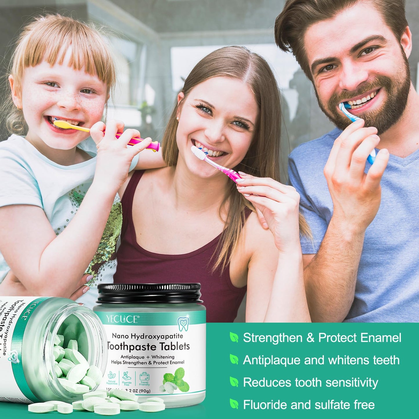 Generic 150P Toothpaste Tablets – Nano Hydroxyapatite, Travel Spearmint
