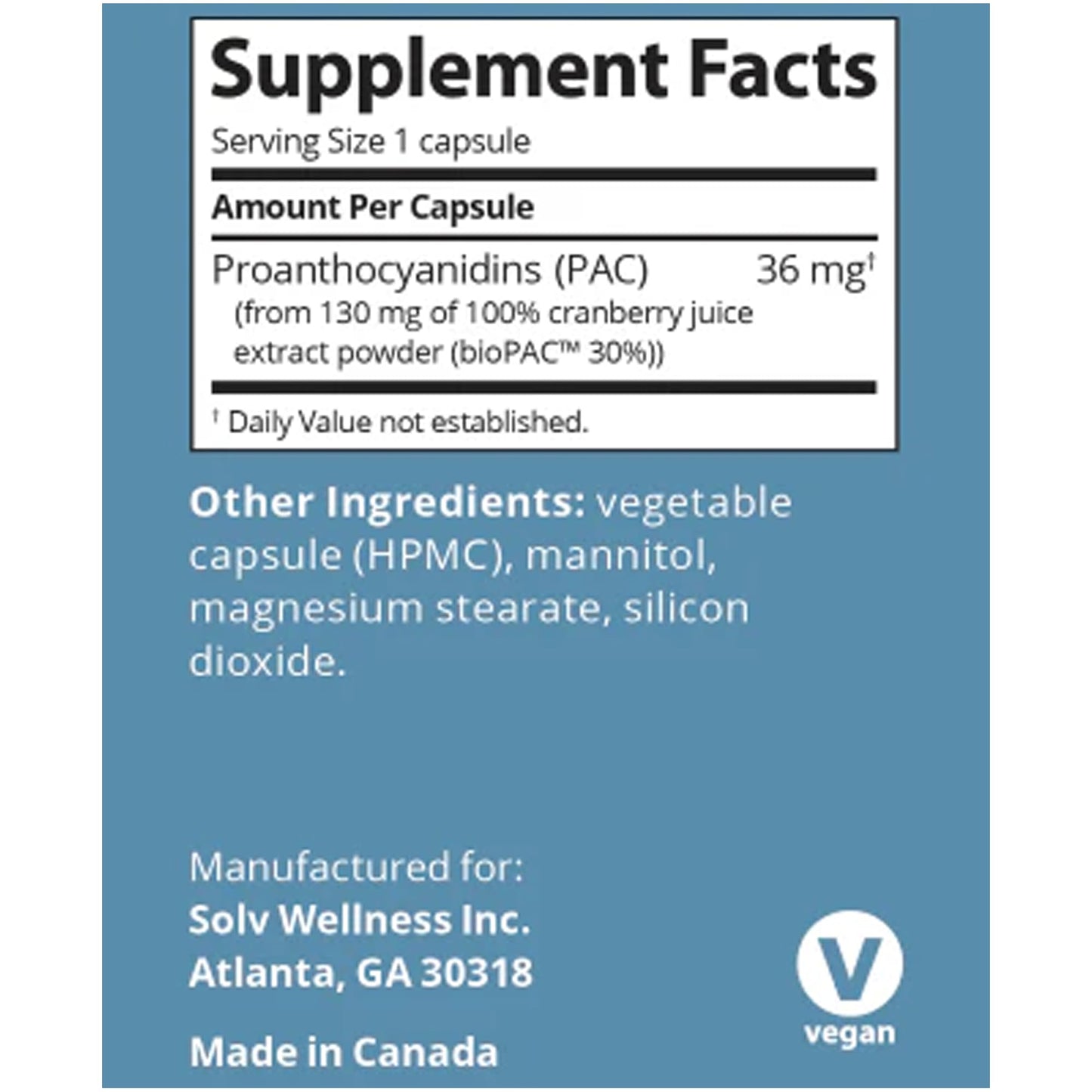 Solv Wellness GennaMD - 36mg PAC UTI Defense - 120 Capsules