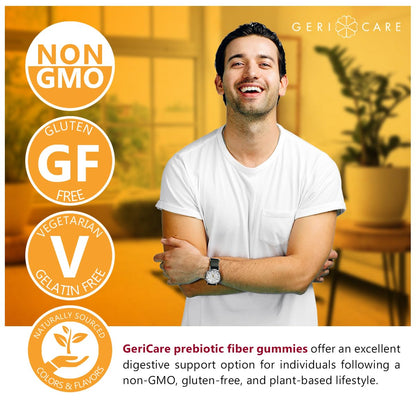 GeriCare Prebiotic Digestive Support Gummies – Berry Flavor, 72 Count | Plant-Based Fiber for Gut Health, Regularity | Non-GMO, Gluten-Free, Vegan