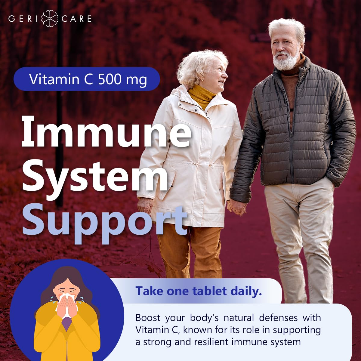 GeriCare Vitamin C 500 mg - Immune Support, Antioxidant (500 Count)