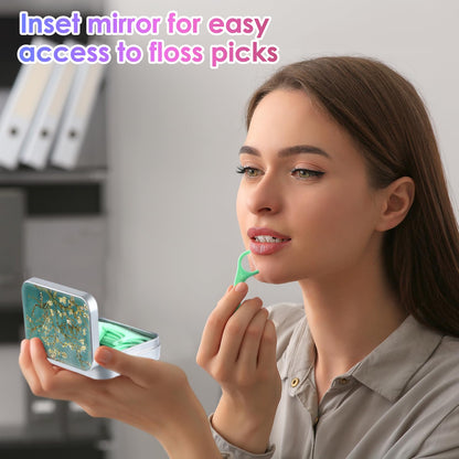 Gerkia Dental Floss Portable Case – Compact Floss Picks Organizer | Green Tree