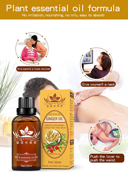 3-Pack Ginger Oil for Lymphatic Drainage – Promote Blood Circulation & Metabolism | SPA Massage Oil