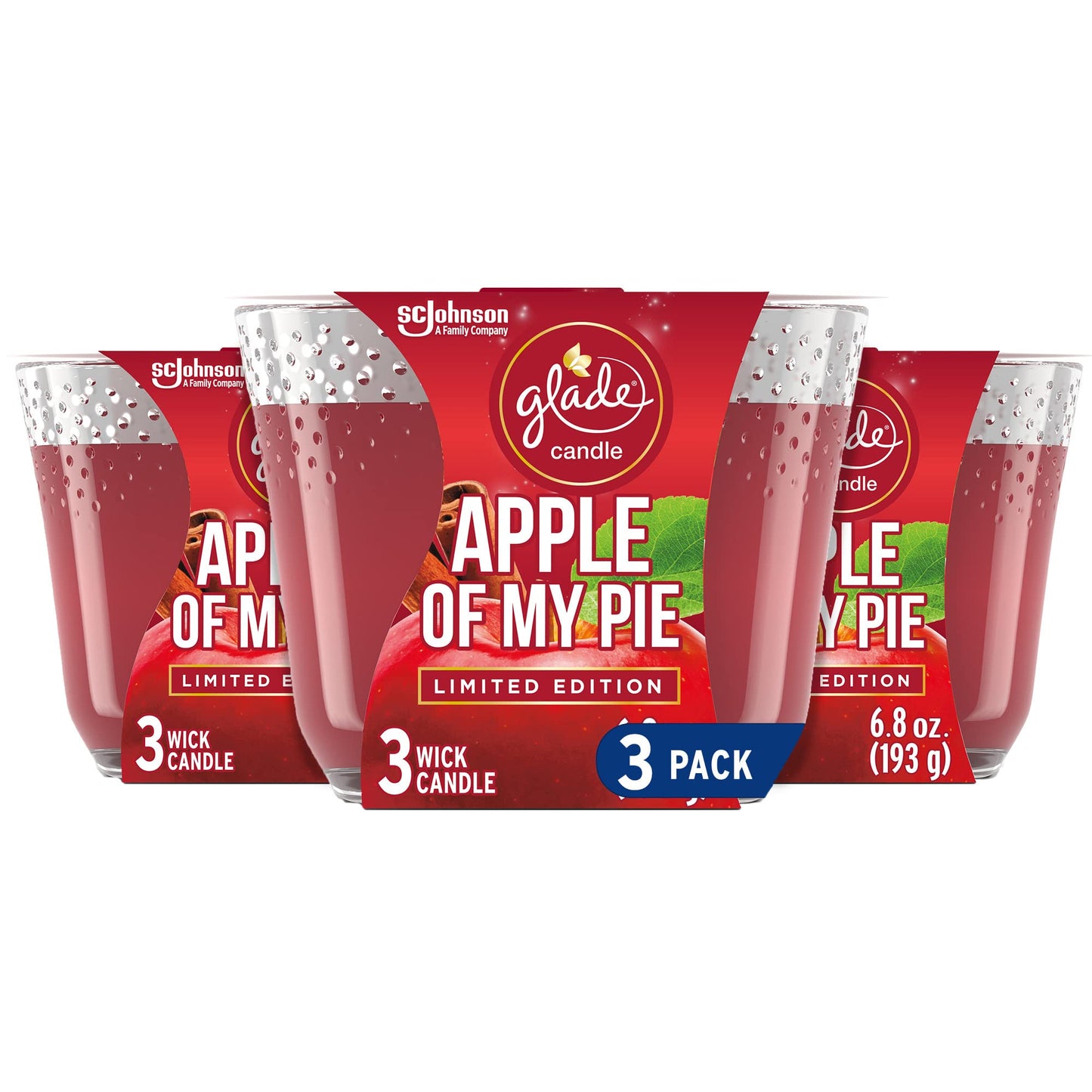 Glade Apple Of My Pie 3-Wick Candle Set – 6.8oz Each, Essential Oils