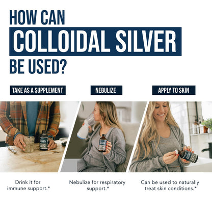 Bioactive Colloidal Silver 8 oz – Glass Bottle, 30 PPM, Immune Support