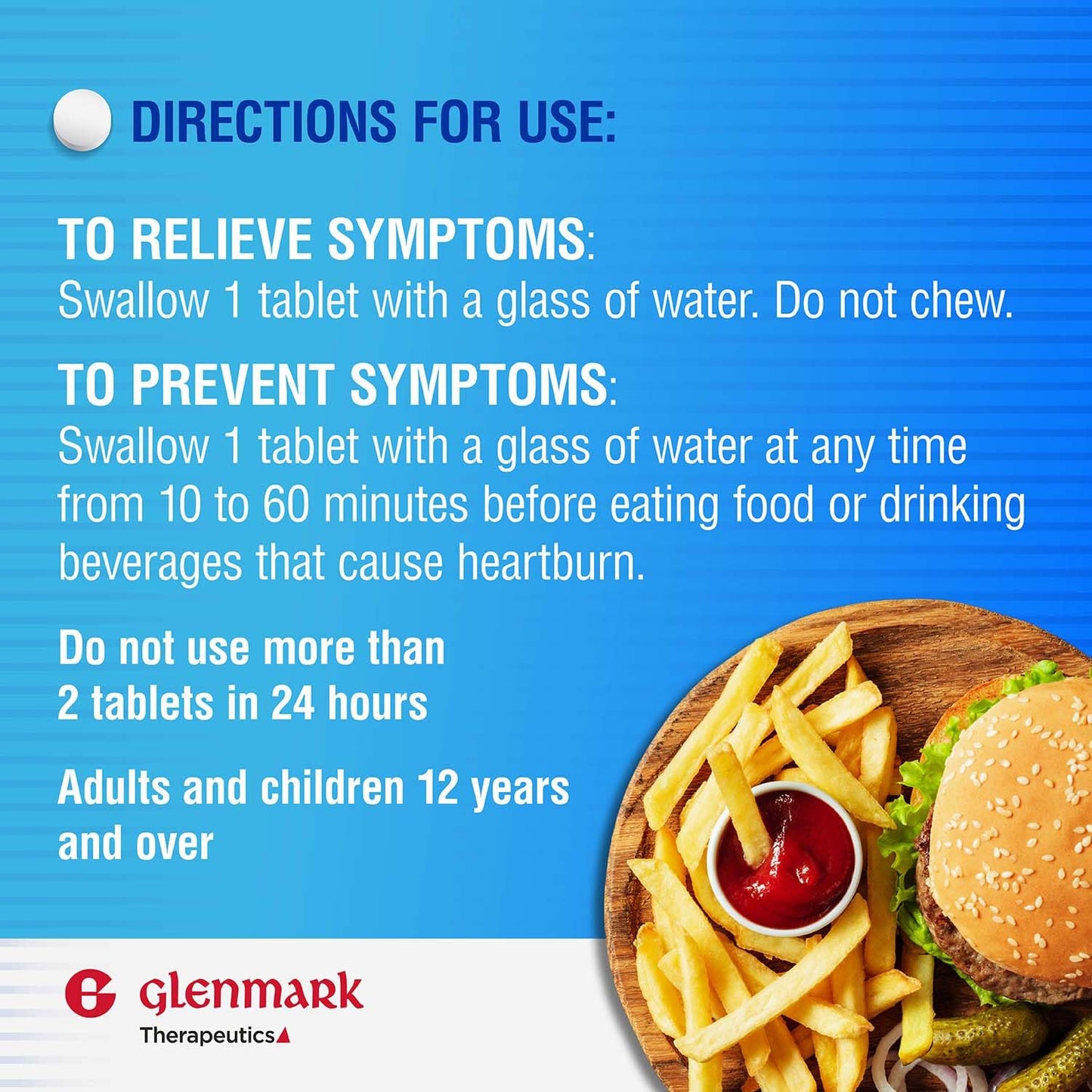 Glenmark Maximum Strength Famotidine 20 mg Tablets – Heartburn Relief (200 Count)