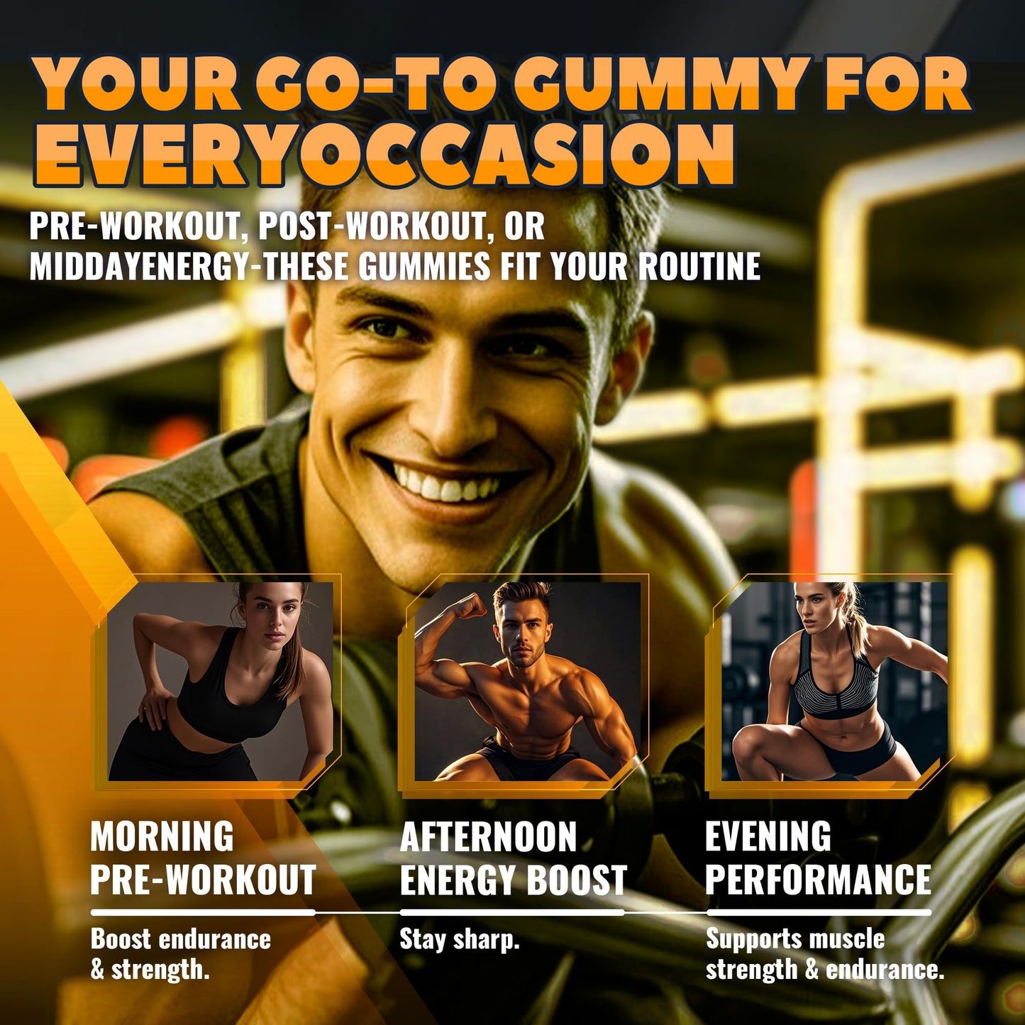 GlucoBio Creatine Monohydrate Gummies 5g – Pre-Workout Energy & Muscle Growth (135 Count) – Vegan