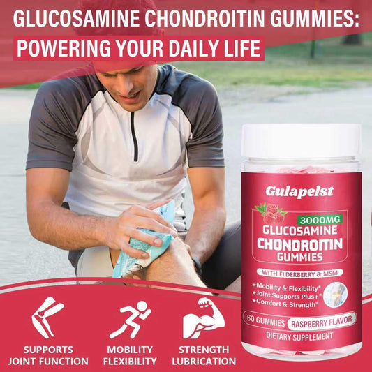 1 Pack 3000MG Glucosamine Chondroitin Gummies – Extra Strength Joint Health, MSM & Elderberry | 60 Gummies