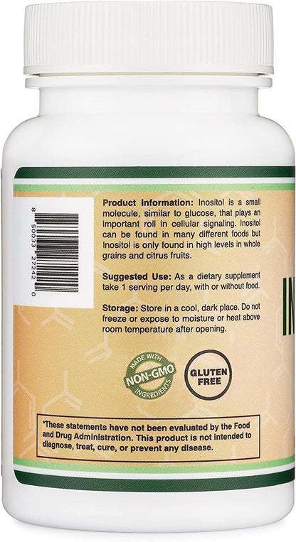 Inositol 1000mg Capsules (Myo-Inositol) for Women's Health – Double Wood, Pack of 2
