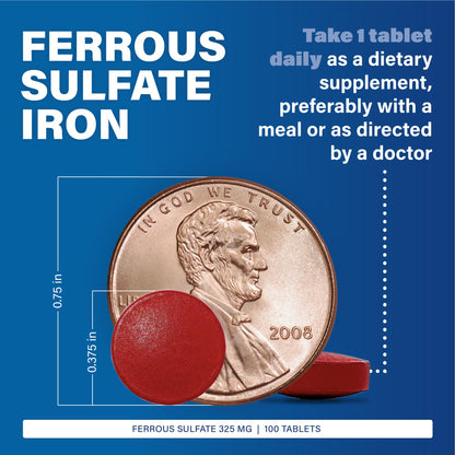MAJOR Ferosul Ferrous Sulate 325mg Tablets – 65mg Elemental Iron | Iron Supplement (3 Pack, Red)