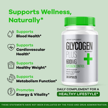 (2 Pack) Glycogen Plus – 600mg Capsules, All-Natural Glycogen Support