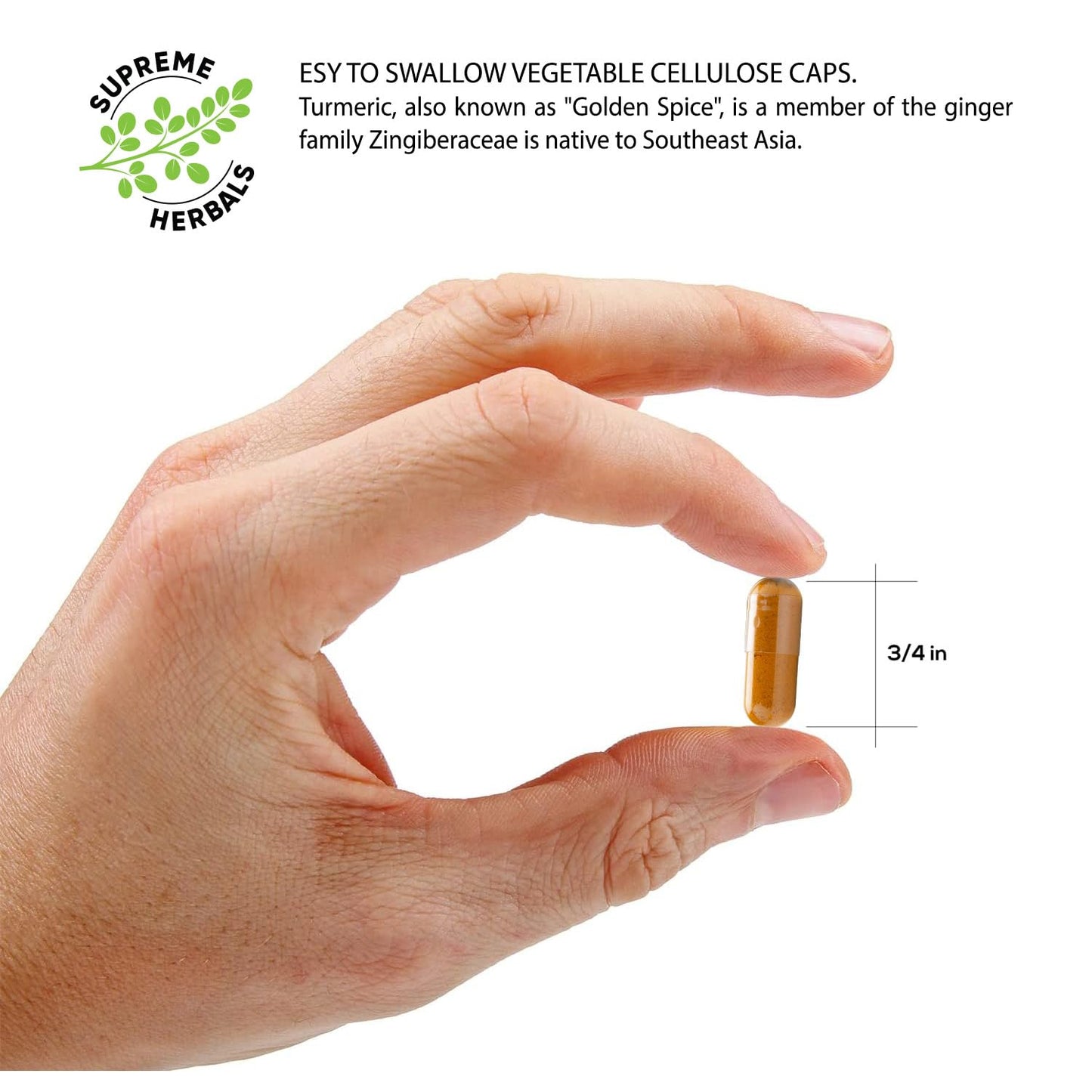 SUPREME HERBALS Turmeric Curcumin 500mg Capsules - Organic, Gluten-Free, Non-GMO (120 Vegan)