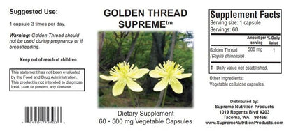 Golden Thread Supreme: 60 Coptis Chinensis Vegetarian Capsules | Supreme Nutrition