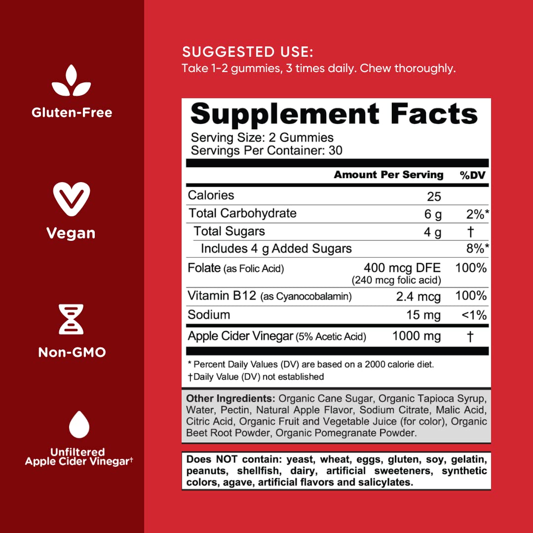 Goli Apple Cider Vinegar Gummies – 2 Pack, 60 Count | Vegan & Gluten-Free