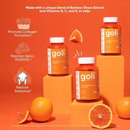 Goli Superfruits Beauty Gummies – 120 Count, Vegan, Non-GMO, Gluten & Gelatin Free, Collagen-Promoting