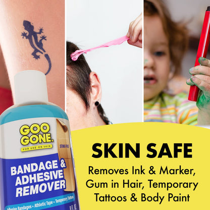 Goo Gone Bandage Adhesive Remover for Skin – Safe, Pain-Free Tape Removal (Pack of 2, 8 oz)