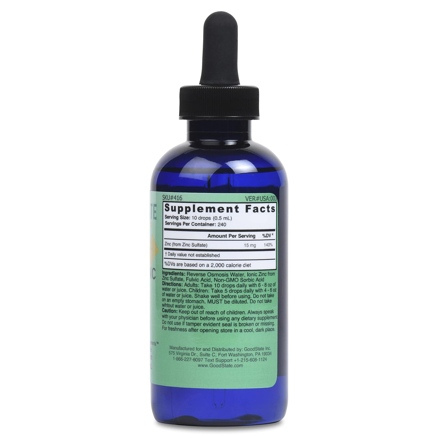 Good State | Liquid Ionic Zinc Plus - Ultra Concentrate (10 Drops Equal 15 mg - 200 Servings per Bottle)