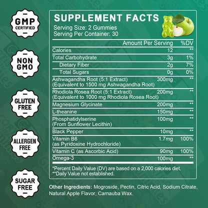 GORNVB Cortisol Gummies 2-Pack – 9-in-1 Stress Support with Magnesium & Ashwagandha
