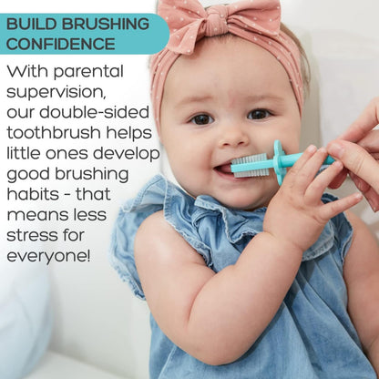 Grabease Double-Sided Baby Toothbrush 2-Pack Navy/Orange – Choke Protection for Toddlers 12m+