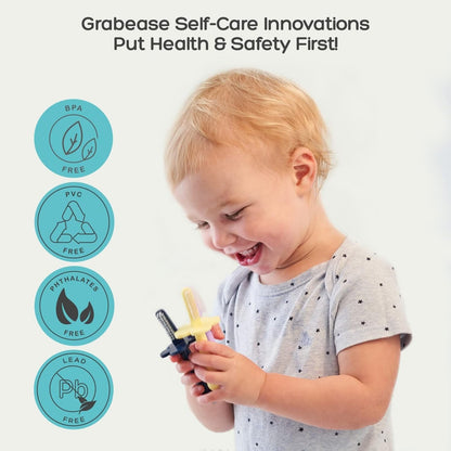 Grabease Baby Toothbrush - Double-Sided Silicone Toddler Brush for Kids | 1 Count, Orange