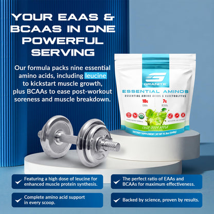 Granite Essential Amino Acids Powder – Green Apple, 30 Servings | Soy-Free & Gluten-Free