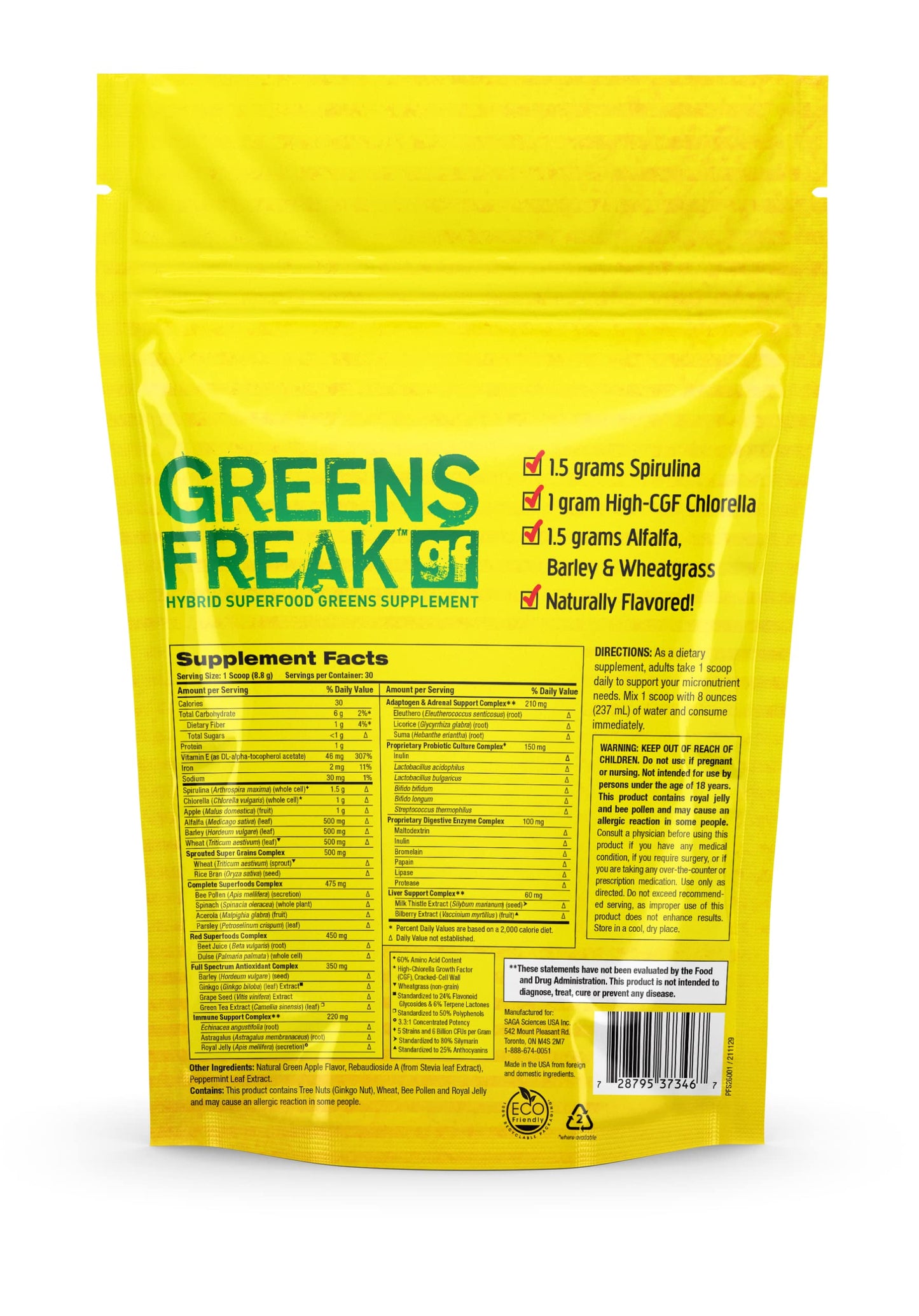 Pharmafreak Greens Freak – Sweet Apple Greens Powder with Spirulina & 30+ Ingredients