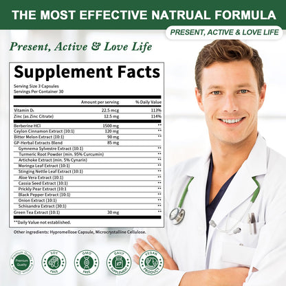 GREENPEOPLE Berberine 1500mg with Ceylon Cinnamon – AMPK & GLP-1 Activation