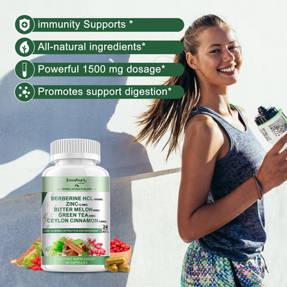 GREENPEOPLE Berberine 1500mg with Ceylon Cinnamon – AMPK & GLP-1 Activation