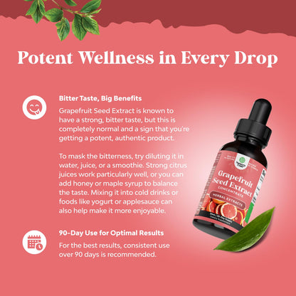 GSE Grapefruit Seed Extract Liquid – One Drop Daily | Gut Health & Immune Support | 2OZ, 60 Servings