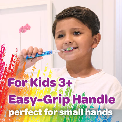 GUM Crayola Timer Light Toothbrush for Kids – 4 Pack | Soft Bristles, Suction Cup Base
