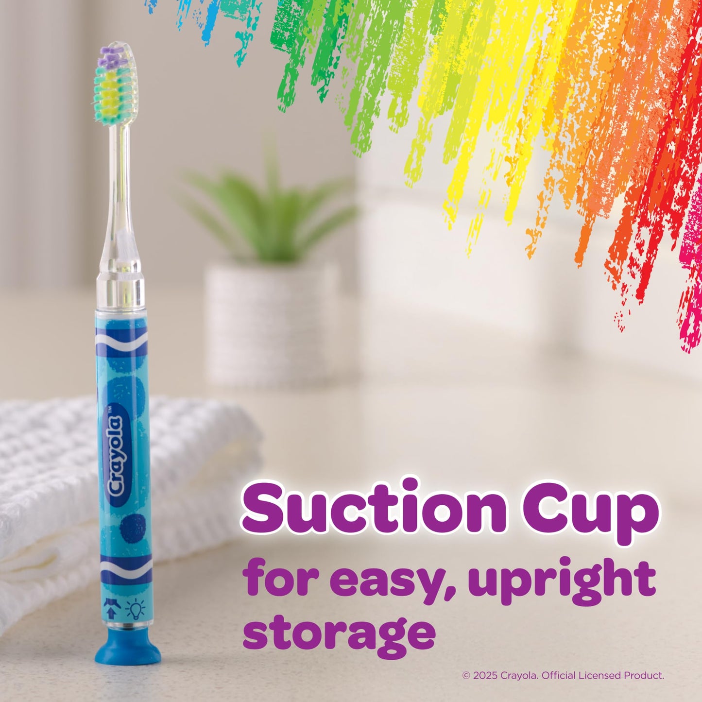 GUM Crayola Kids Light-Up Timer Toothbrush – Soft Bristles & Suction Cup (3+)