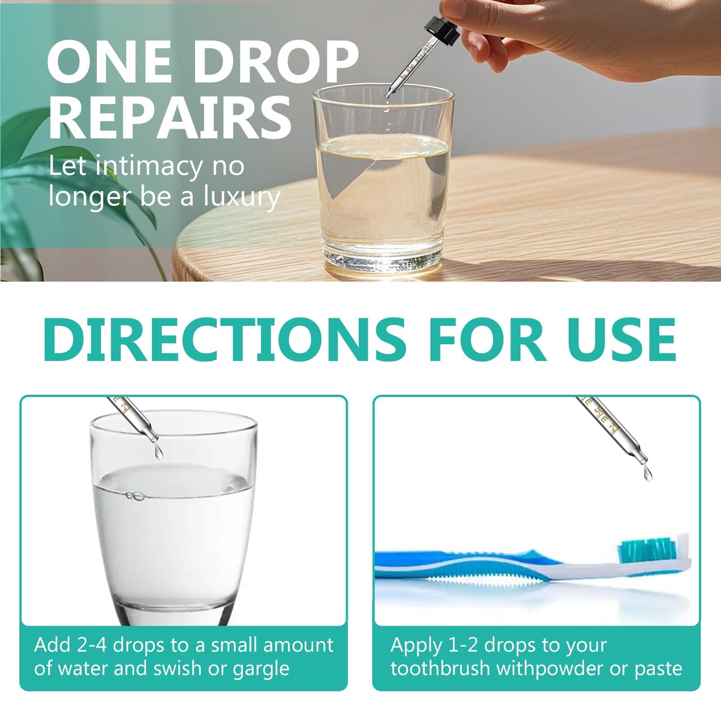 Gum Restore Drops - Gum Repair for Receding Gums, Bad Breath, Alcohol-Free Mint